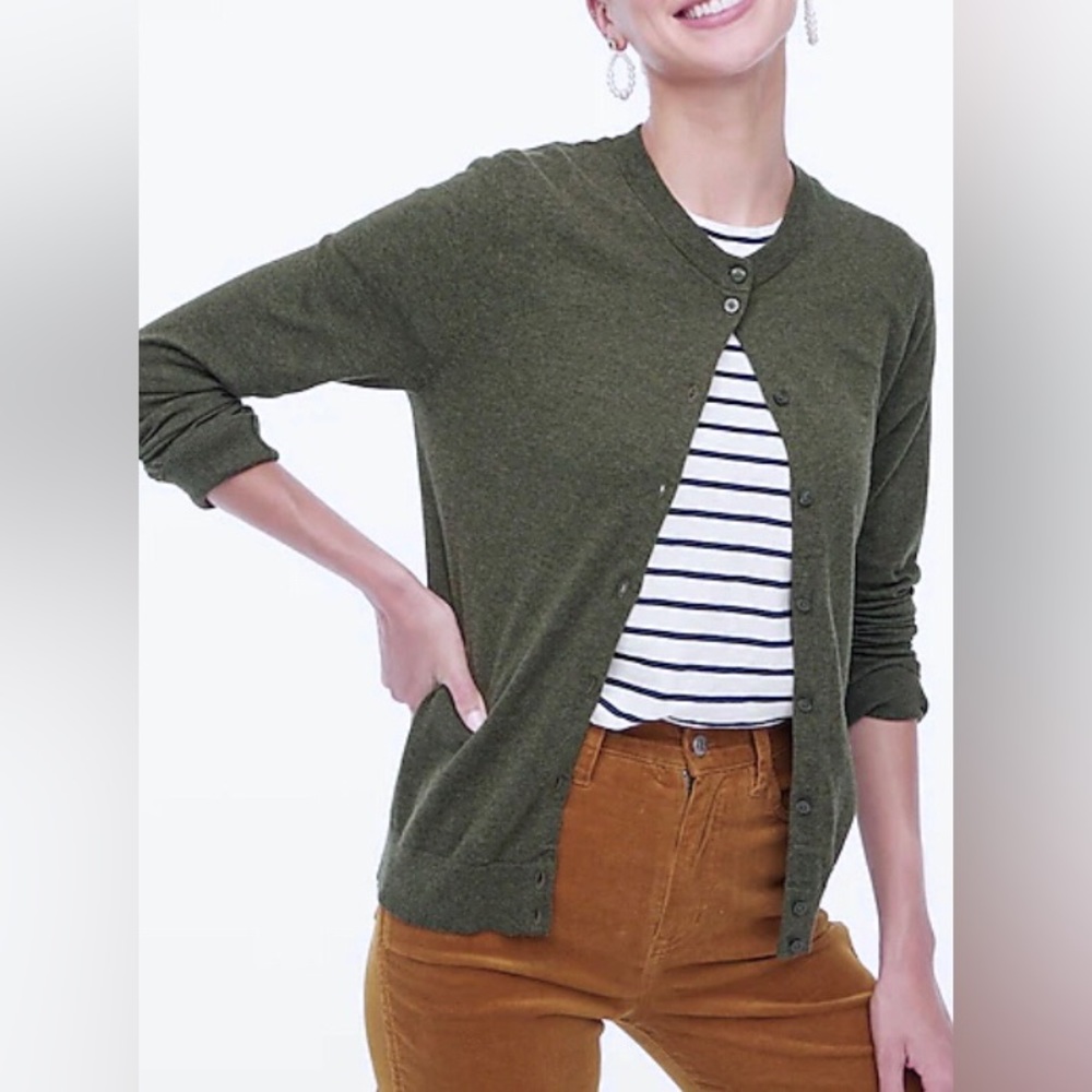 J. Crew green cotton cardigan sweater